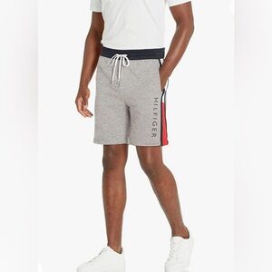 Tommy Hilfiger Men’s Fleece Sweat Shorts Gray/Blue Trim Drawstring Size 2XL